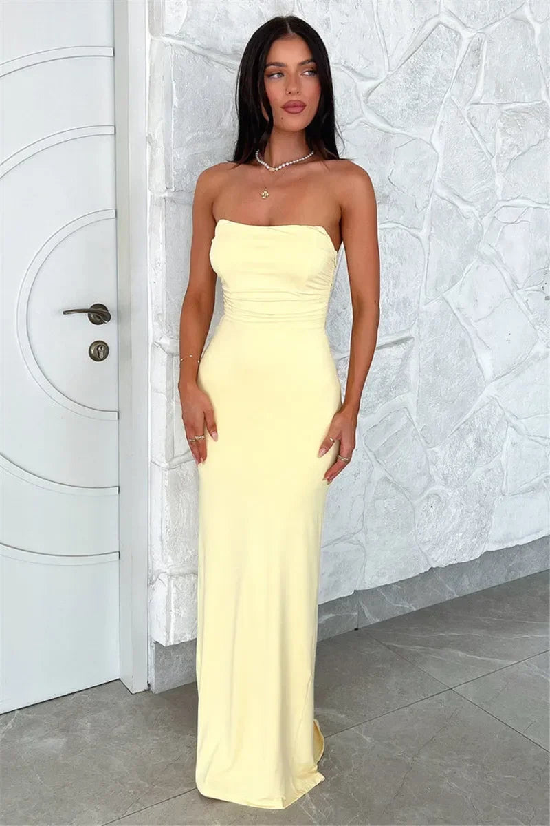 The Strapless Lace-Up Maxi