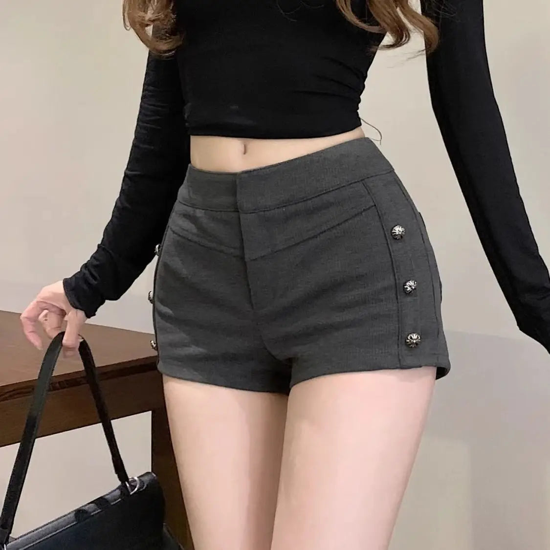Female Short Pants Black Booty Skinny Willow Ding Women's Shorts Flowy Streetwear Korean Style Elegant Hot Comfy Youthful Jorts