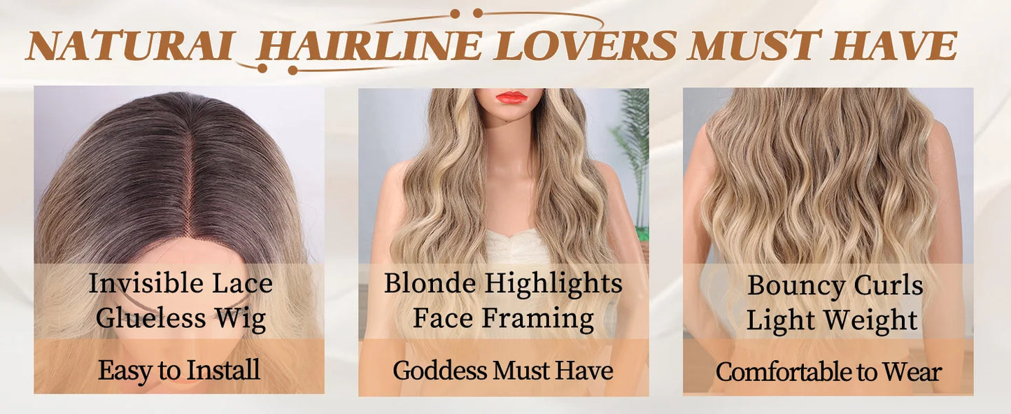 The 26-Inch Middle Part Lace Wavy Wig