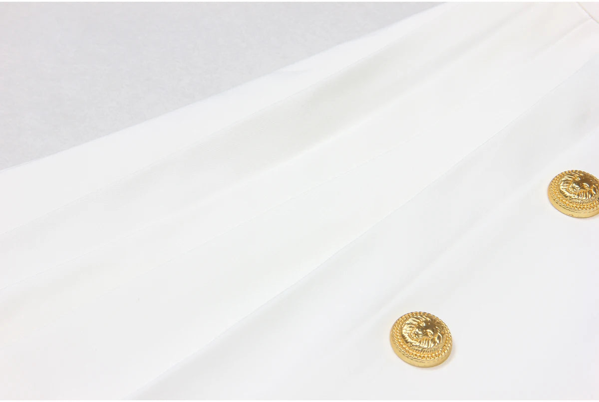 S-xl Black And White High-quality Fashionable Solid Color New Side Pleated Double Row Button Casual Commuting Women Short Skirt