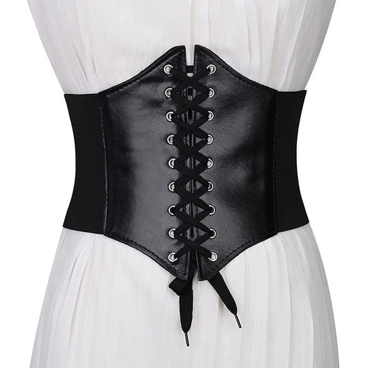 The PU Leather Elastic Corset Belt