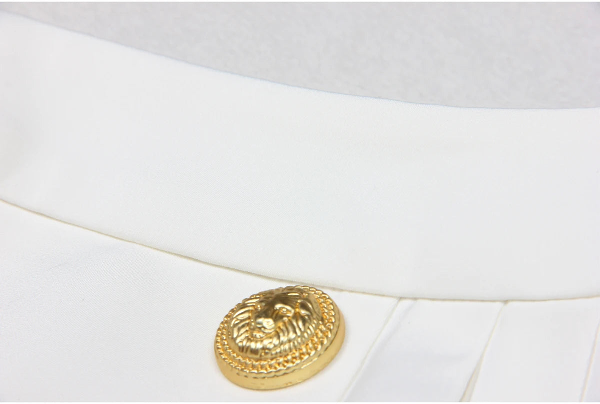 S-xl Black And White High-quality Fashionable Solid Color New Side Pleated Double Row Button Casual Commuting Women Short Skirt