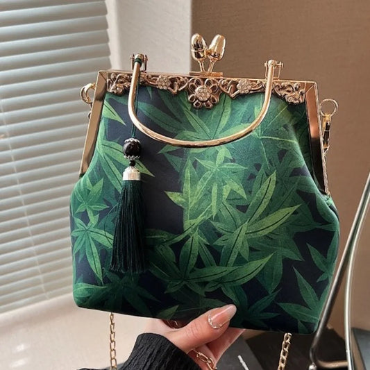 The Chinese Leaf Print Evening Bag