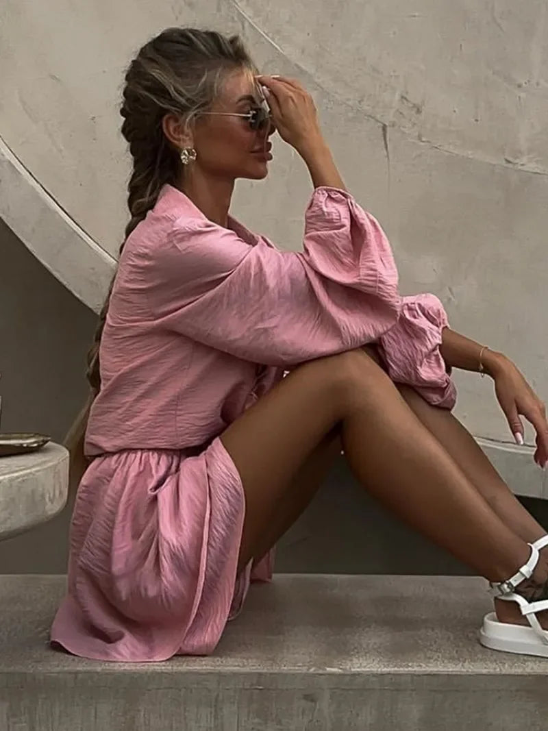 Casual Loose Short Sets For Women 2 Piece Sets Womens Outfits Spa Holiday Baggy Fashion Shorts Suits Woman Summer