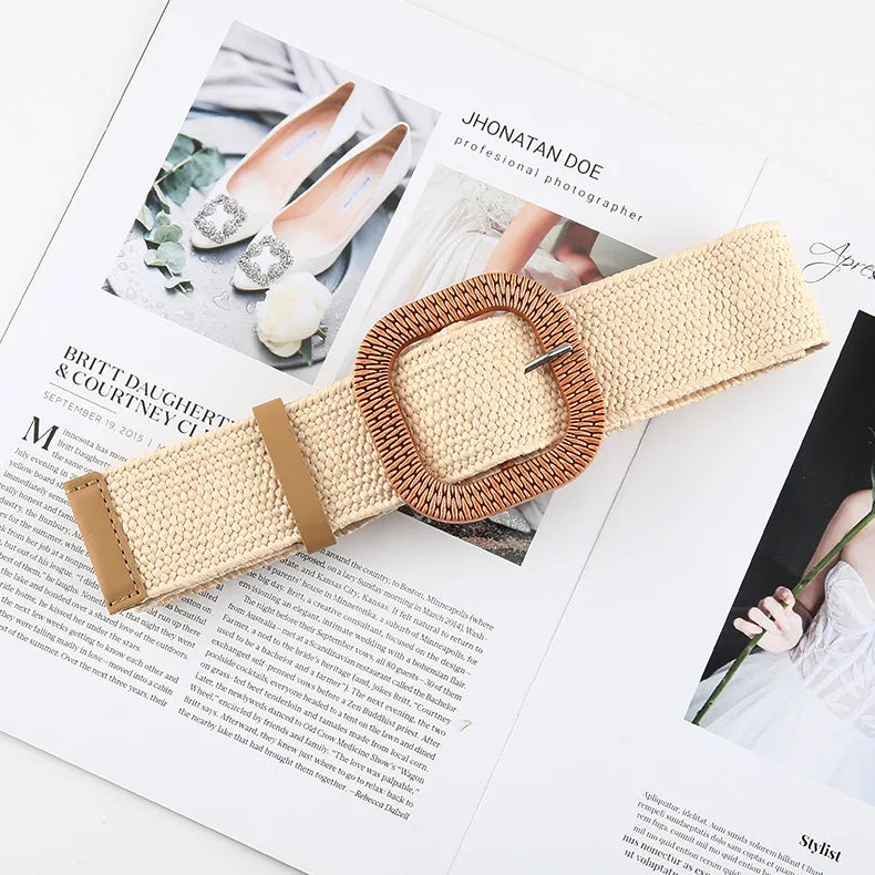 The Woven Straw Skinny Belt
