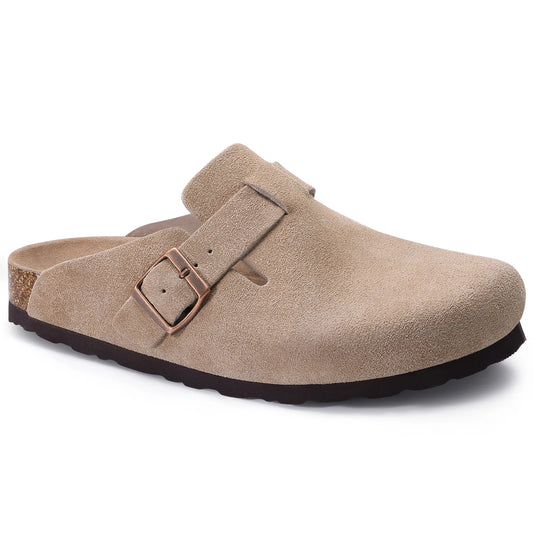 Kidmi Women's Genuine Suede Clogs Soft Footbed Leather Potato Shoes Comfort Slip On Clogs with Arch Support Fashion Home Slipper