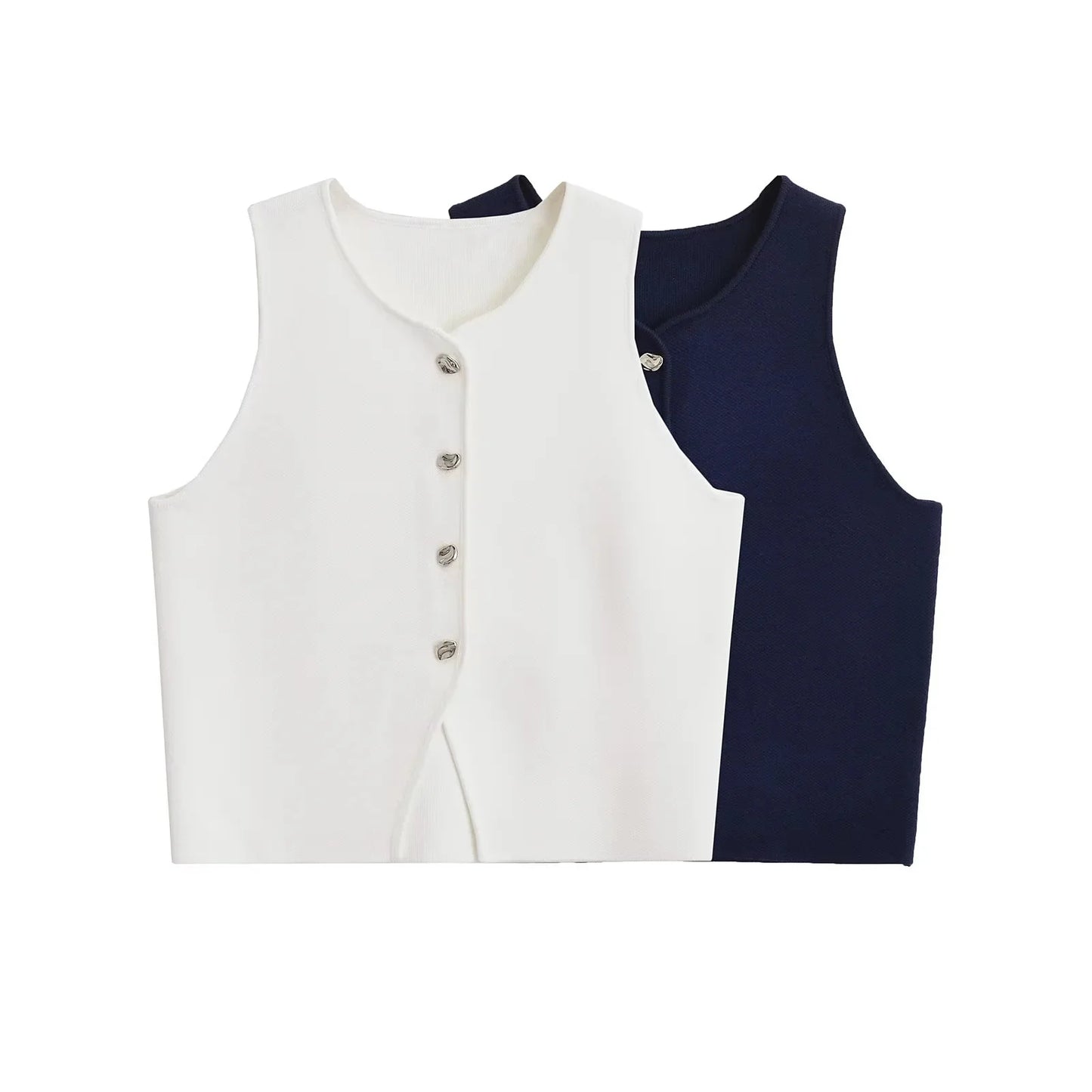Ropa Mujer Winter 2025 New Outerwear Knit Vest Sleeveless Cropped Woman White Vest Asymmetrical Slim Sweater Vests Tops кардиган