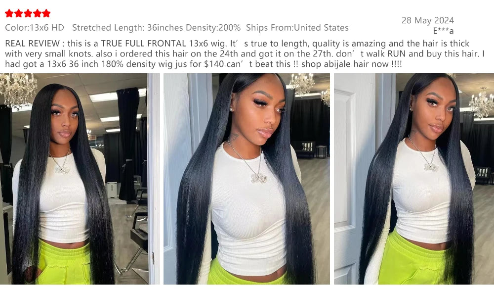 The 200 Density Brazilian Bone Straight Wig