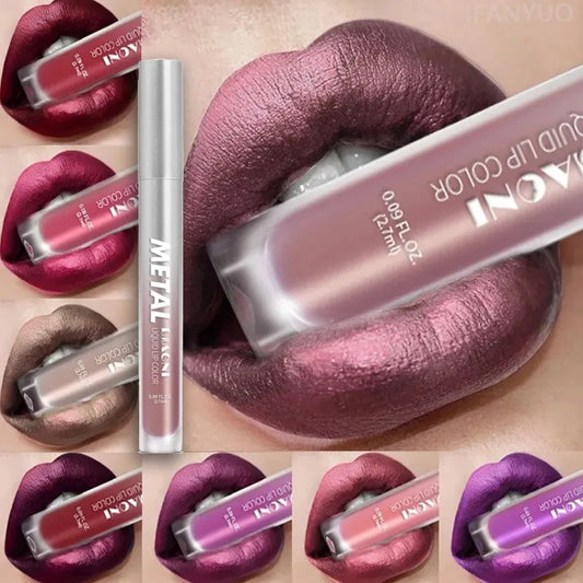 The 12-Color Metallic Shimmer Lip Gloss Set