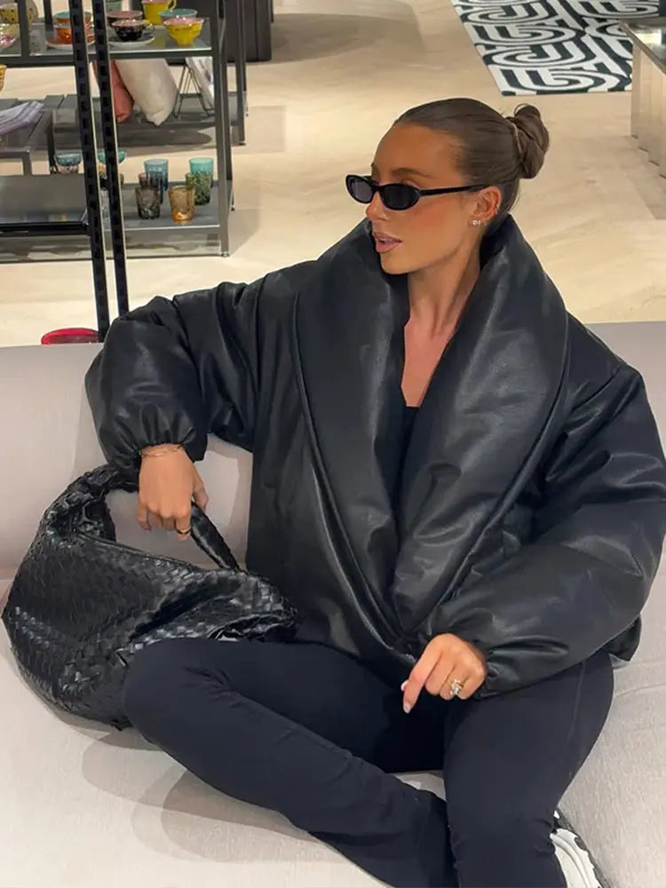 Solid Thicken Short Woman Coats Turn-down Collar Long Sleeve Covered Button Warm Outerwear 2025 Autumn Winter New Lady Jackets