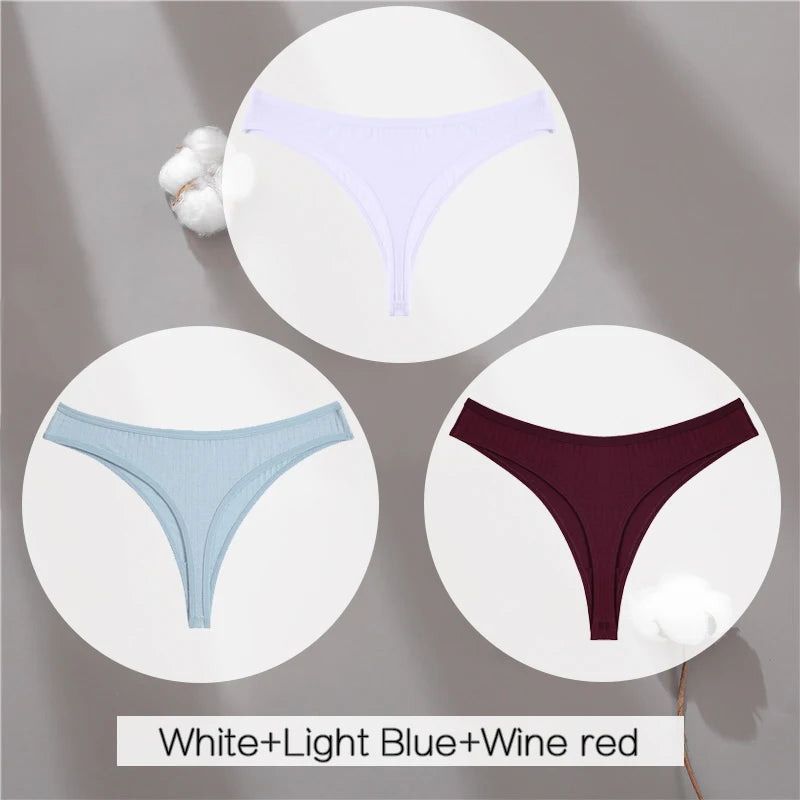 The 3-Pack Solid Color Cotton G-String