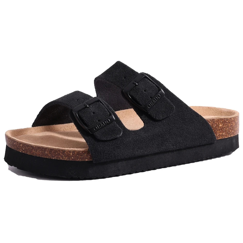 Kidmi Women's Genuine Suede Clogs Soft Footbed Leather Potato Shoes Comfort Slip On Clogs with Arch Support Fashion Home Slipper