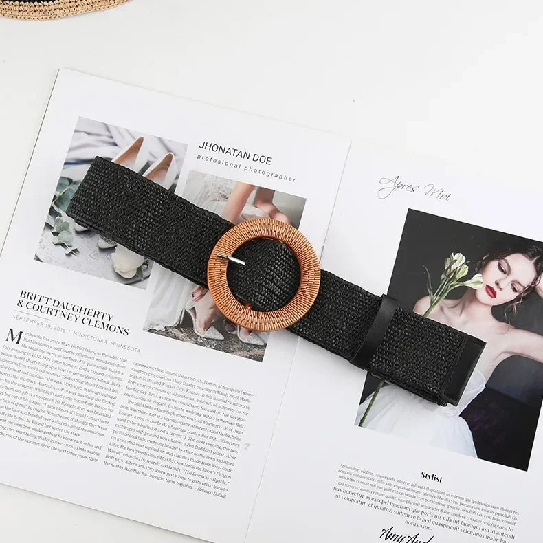The Woven Straw Skinny Belt
