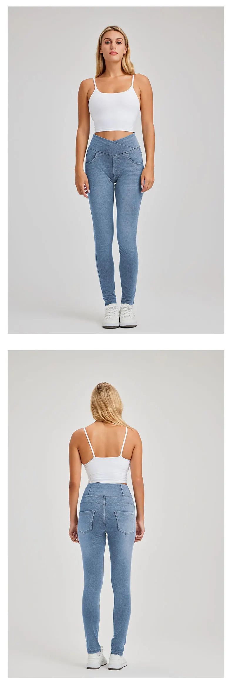 High Waist Cross Fit Women's Skinny Jeans Elastic Fitness Casual Pants Cotton Polyester Inner Lining Running Exercise Jeans