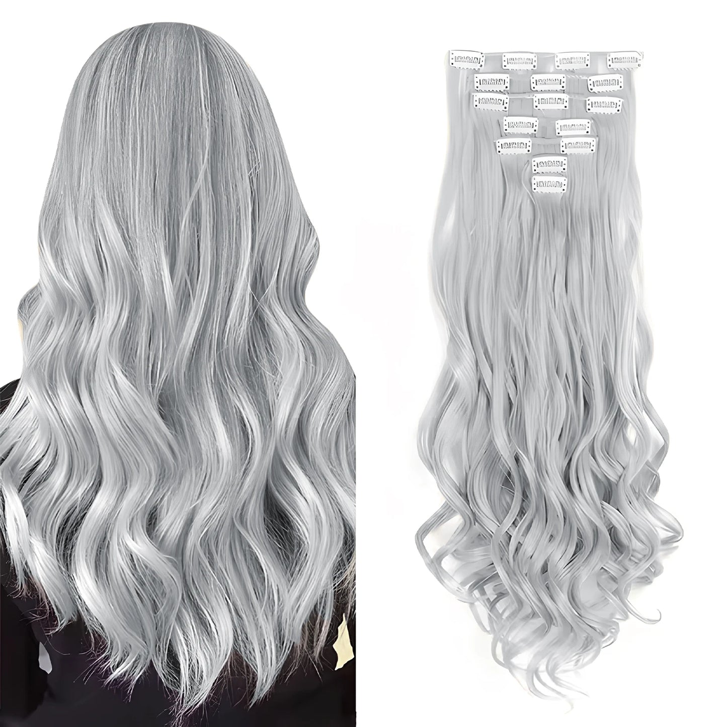 The 22-Inch Full Head Curly Wavy Clip-In Set (7pcs)
