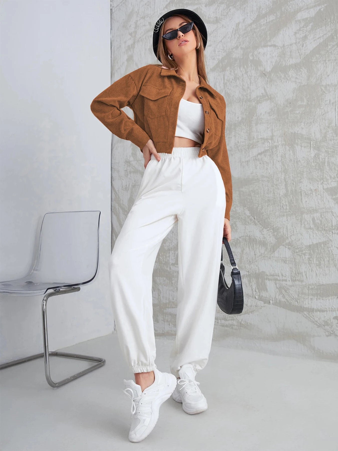 Women's New Corduroy Long Sleeve Jacket Autumn Winter Casual Lapel Quilted Single Button Coat Stylish Feminine Outerwear