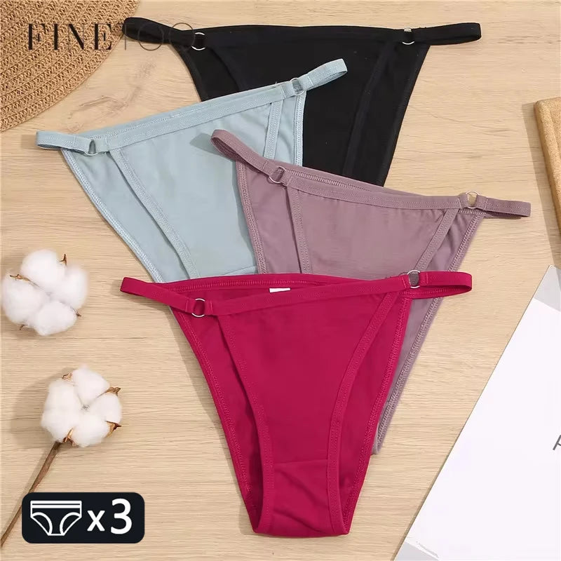 FINETOO 3Pcs/set Cotton Briefs Panties Women Sexy Low Waist Underwear M-2XL Ladies Cotton Underpants Soft Feamle Lingerie 2026