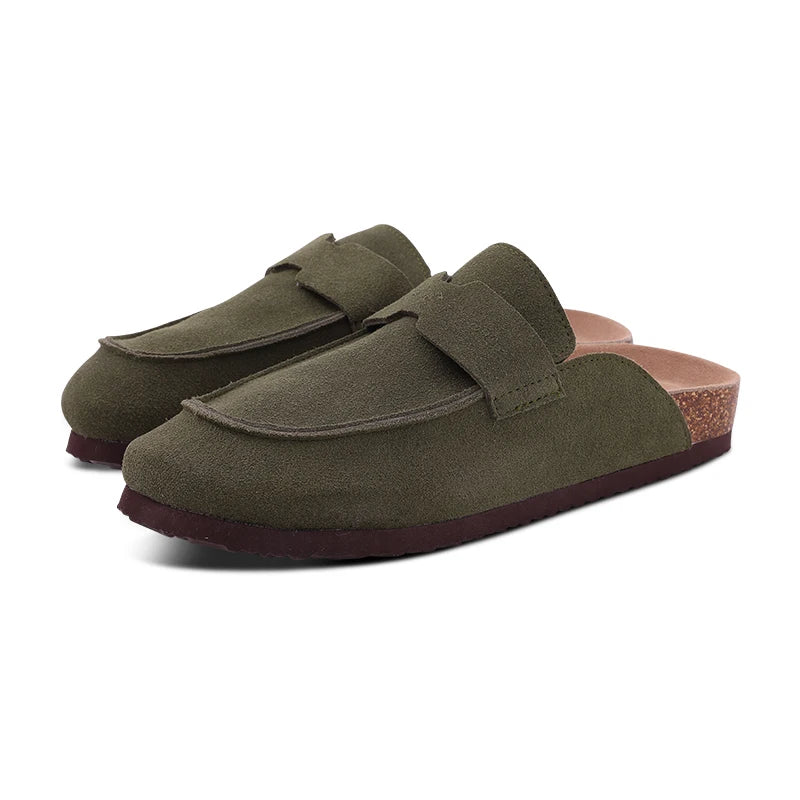 Kidmi Women's Genuine Suede Clogs Soft Footbed Leather Potato Shoes Comfort Slip On Clogs with Arch Support Fashion Home Slipper