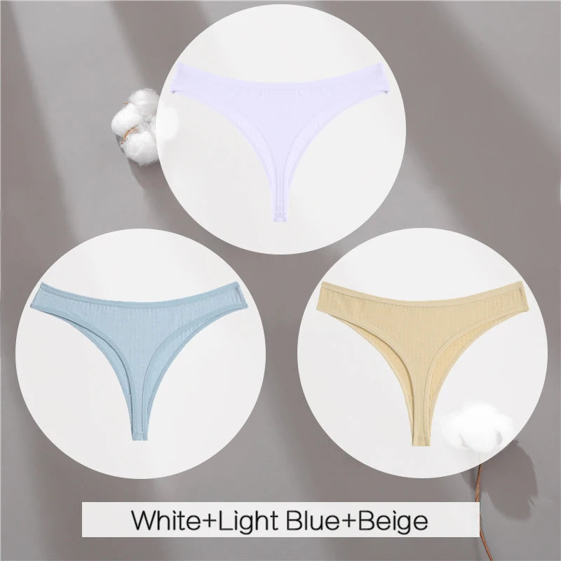 The 3-Pack Solid Color Cotton G-String