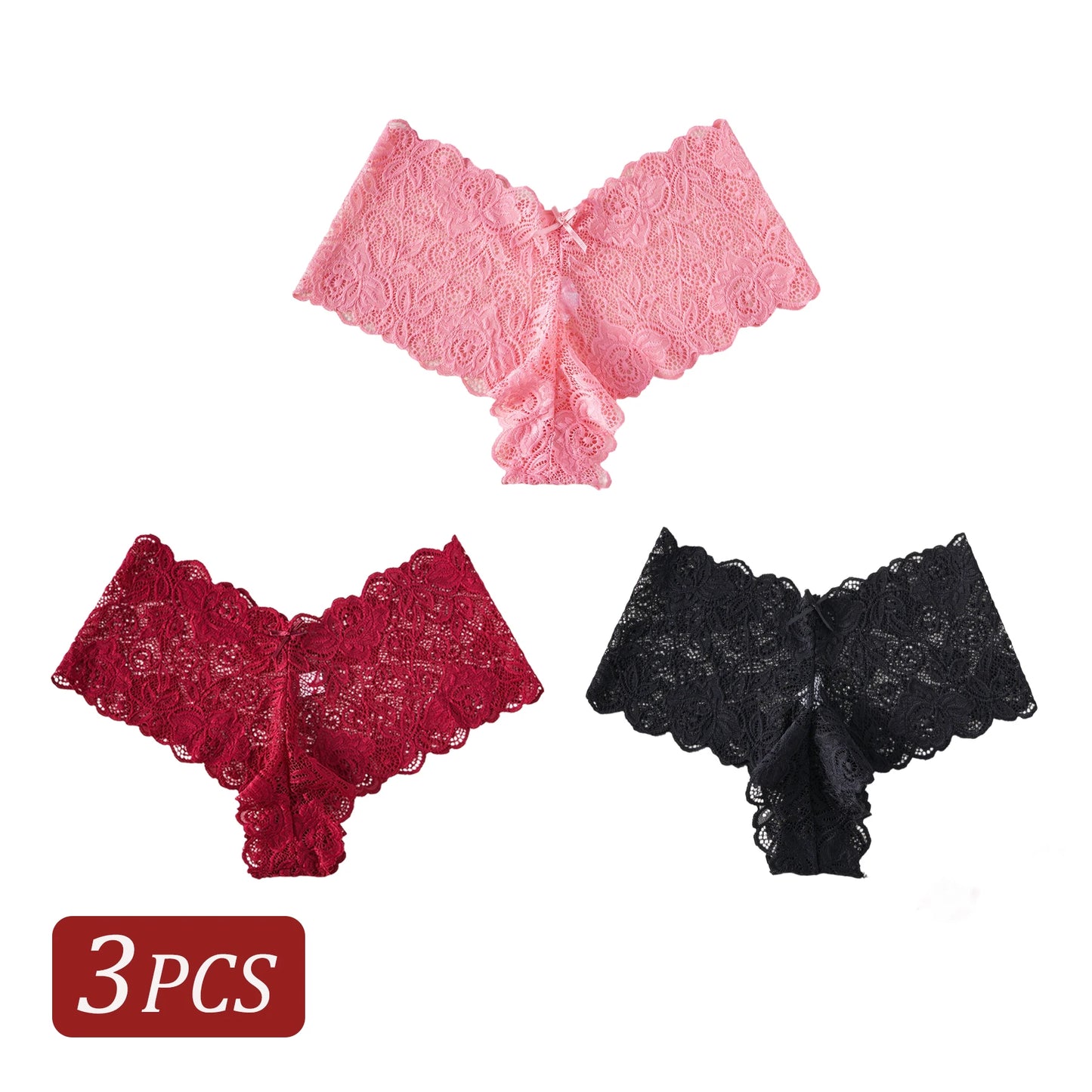 The 3-Pack V-Waist Lace Embroidery Brief