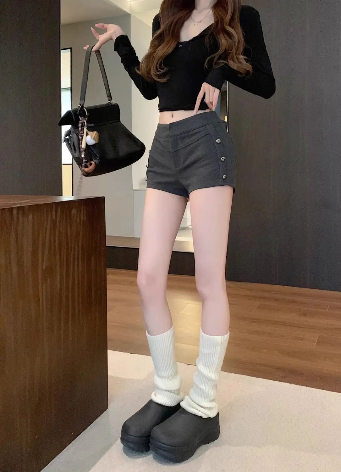 Female Short Pants Black Booty Skinny Willow Ding Women's Shorts Flowy Streetwear Korean Style Elegant Hot Comfy Youthful Jorts