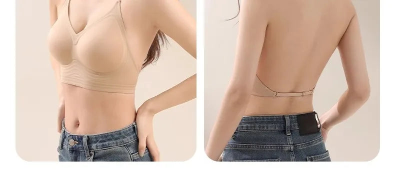 Women's Back-Enhancing Summer Bra: Thin-Strapped, Pushing-Up, Backless, Seamless, Neck-Hook, Modest, Sexy and Comfortable Bra