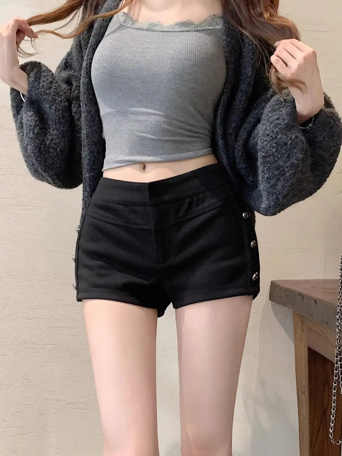 Female Short Pants Black Booty Skinny Willow Ding Women's Shorts Flowy Streetwear Korean Style Elegant Hot Comfy Youthful Jorts