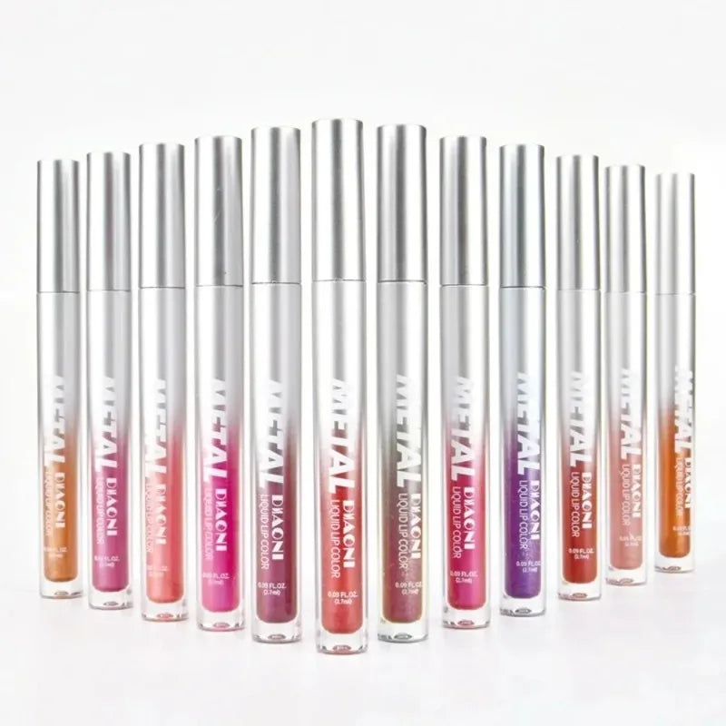 The 12-Color Metallic Shimmer Lip Gloss Set