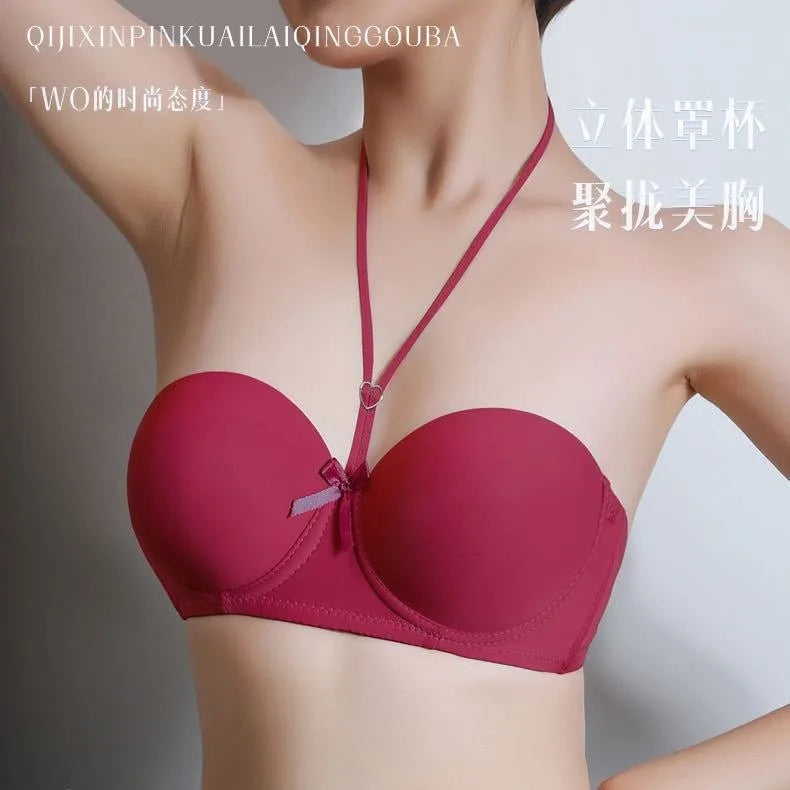 Gratitude More Than Ten Years Of Companionship Buy 3 Bras Get 1 Jewelry Free Neck-Hanging Bra With Two Wearing Gather Sexy Back