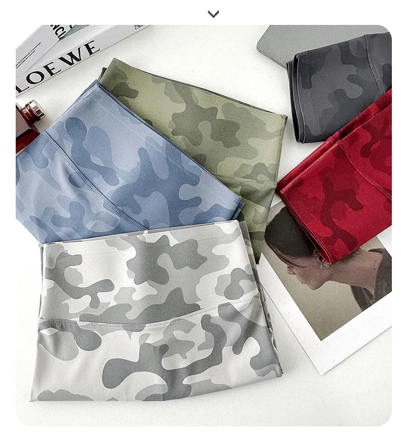 BIVIGAOS Spring Summer New Seamless Camouflage Sharkskin Leggings Women Fashion High Waist Casual Sports Tights Fitness Leggings