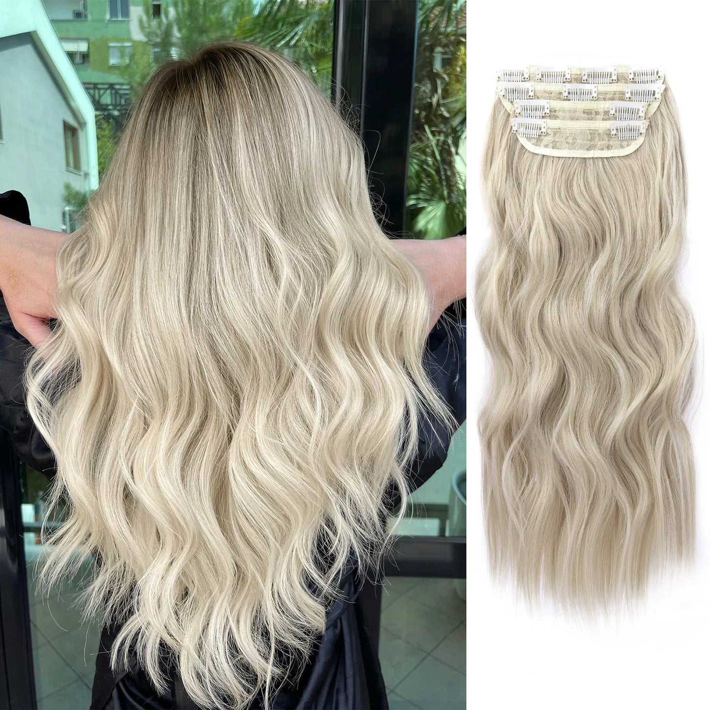 The 20-Inch Long Wavy Clip-In Hairpiece Set (4pcs)