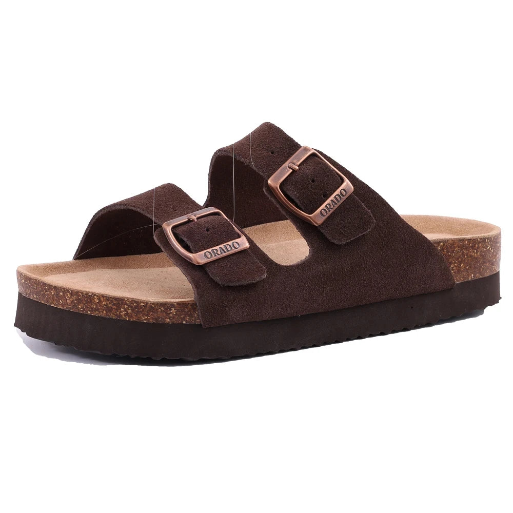 Kidmi Women's Genuine Suede Clogs Soft Footbed Leather Potato Shoes Comfort Slip On Clogs with Arch Support Fashion Home Slipper