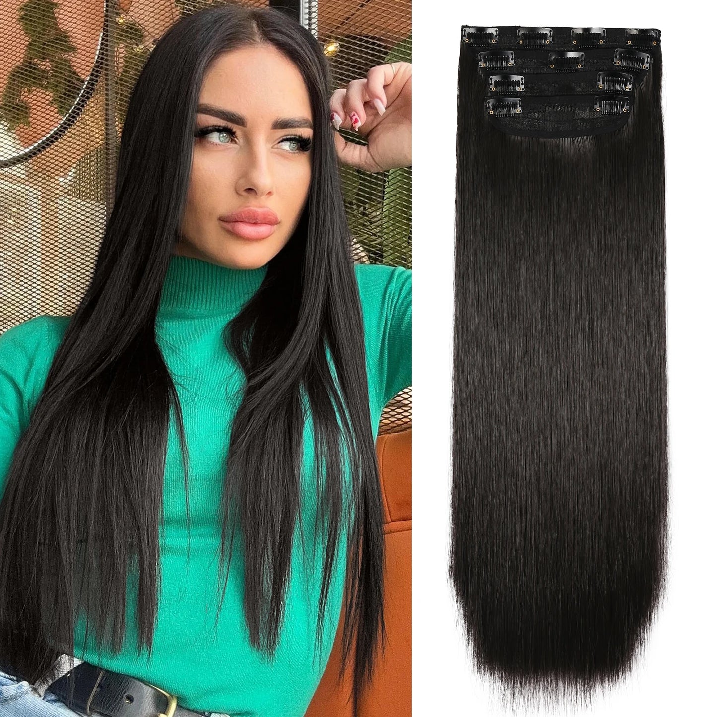 The 20-Inch Long Wavy Clip-In Hairpiece Set (4pcs)