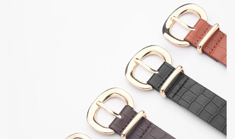 The Alligator Pattern Gold Buckle Belt
