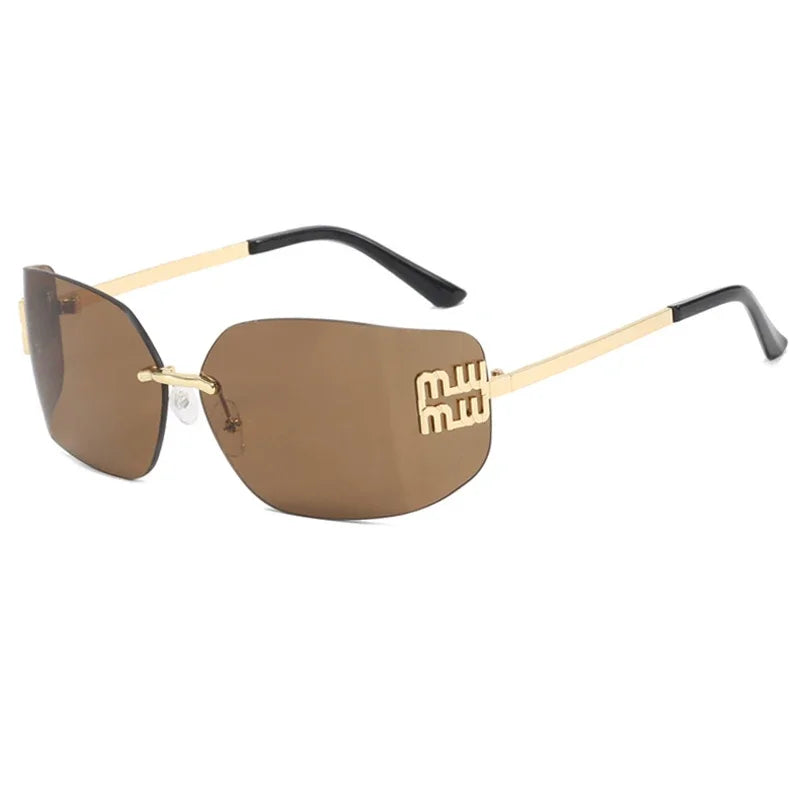 The Vintage Rimless Curved Lens Sunglasses