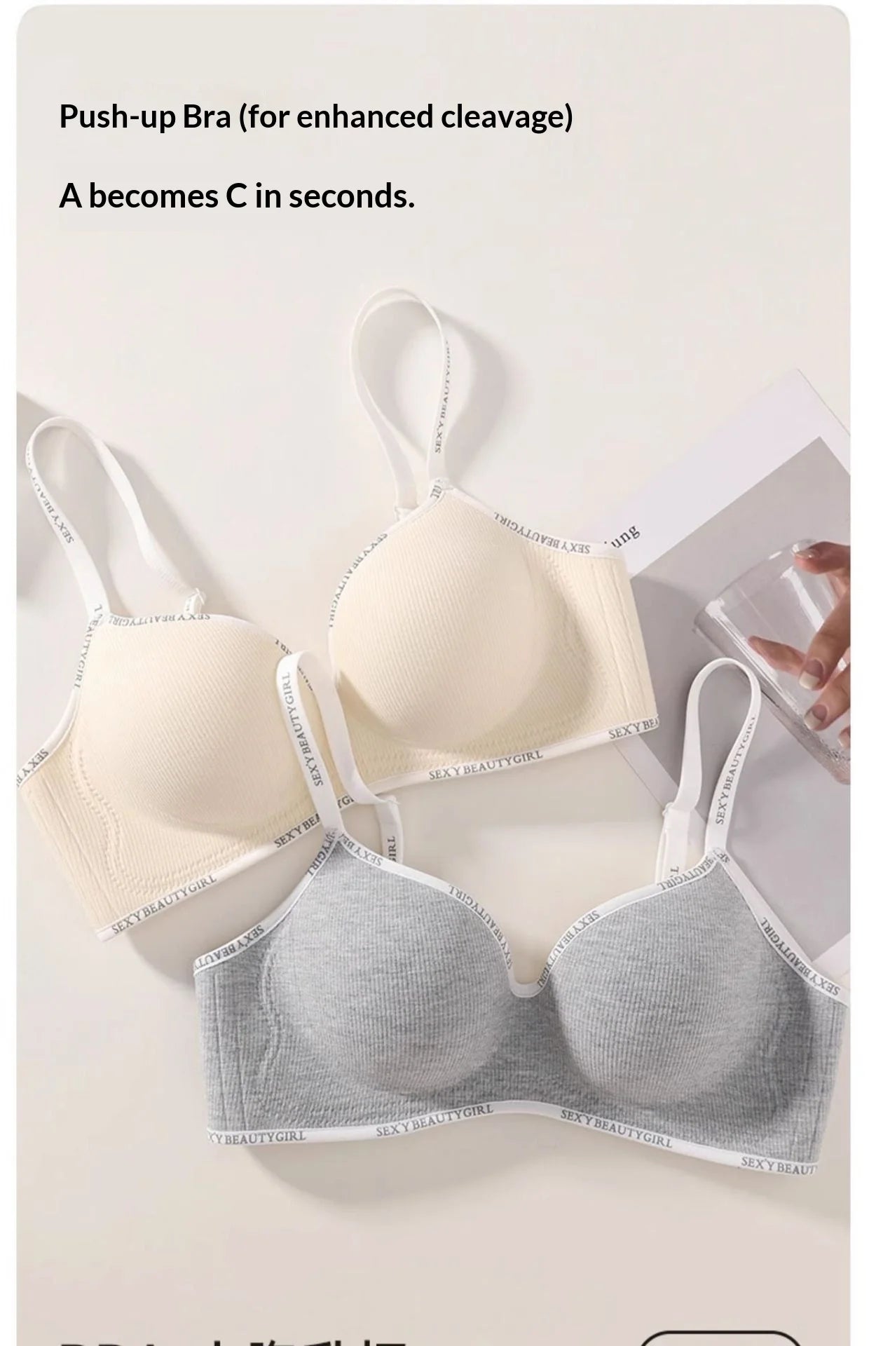 Women's Push-Up Bra for Enhanced Appearance Spring/Summer Wire-Free Soft Support Bra with Anti-Sagging Design Strapless Bra