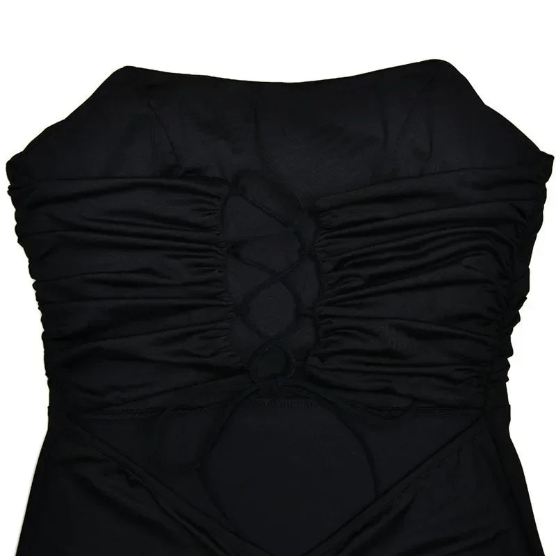 The Strapless Lace-Up Maxi