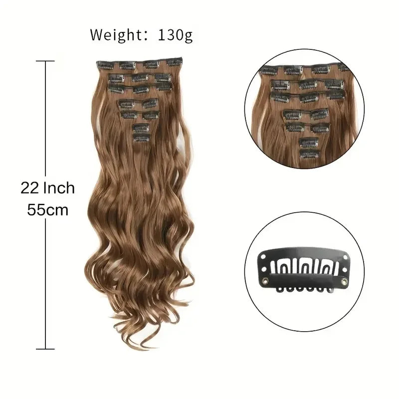 The 22-Inch Full Head Curly Wavy Clip-In Set (7pcs)