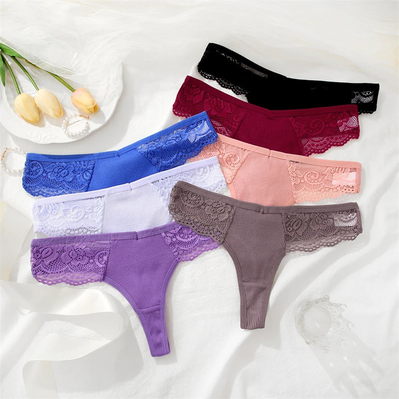 The 4-Pack Cotton Lace G-String Set