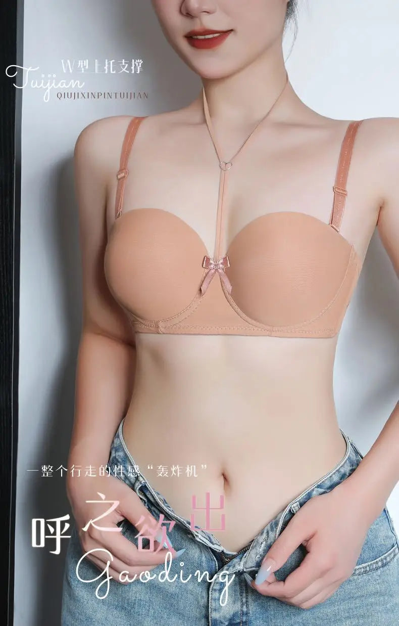 Gratitude More Than Ten Years Of Companionship Buy 3 Bras Get 1 Jewelry Free Neck-Hanging Bra With Two Wearing Gather Sexy Back