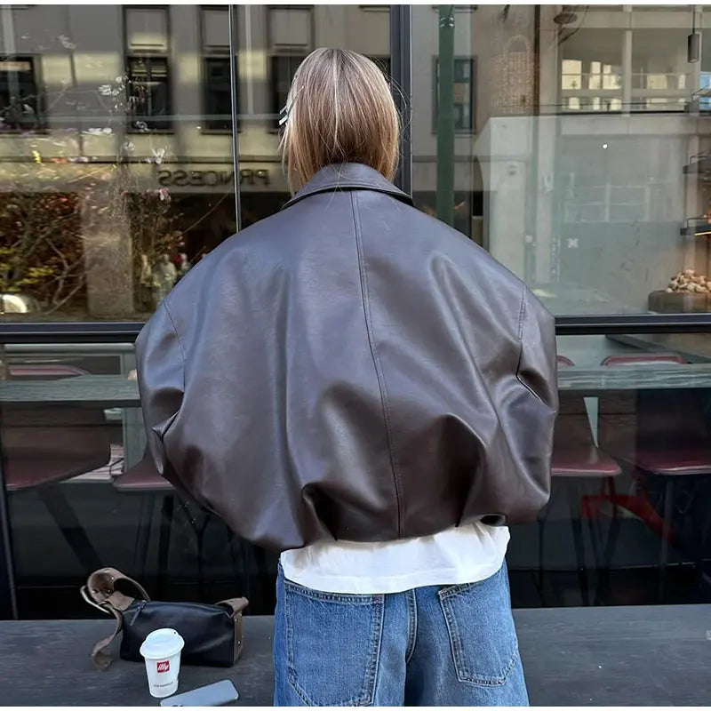 The Belted PU Bomber Jacket