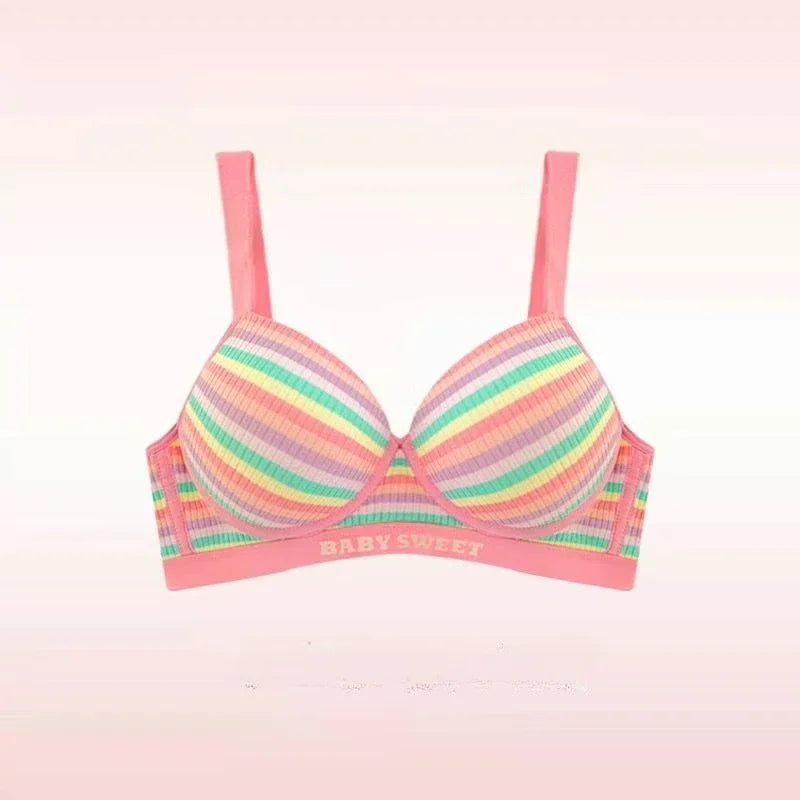 Sexy Bra for Women Tops Dopamine Rainbow Girl Seamless Bra Steel Ring Free Underwear Lingerie Bralette