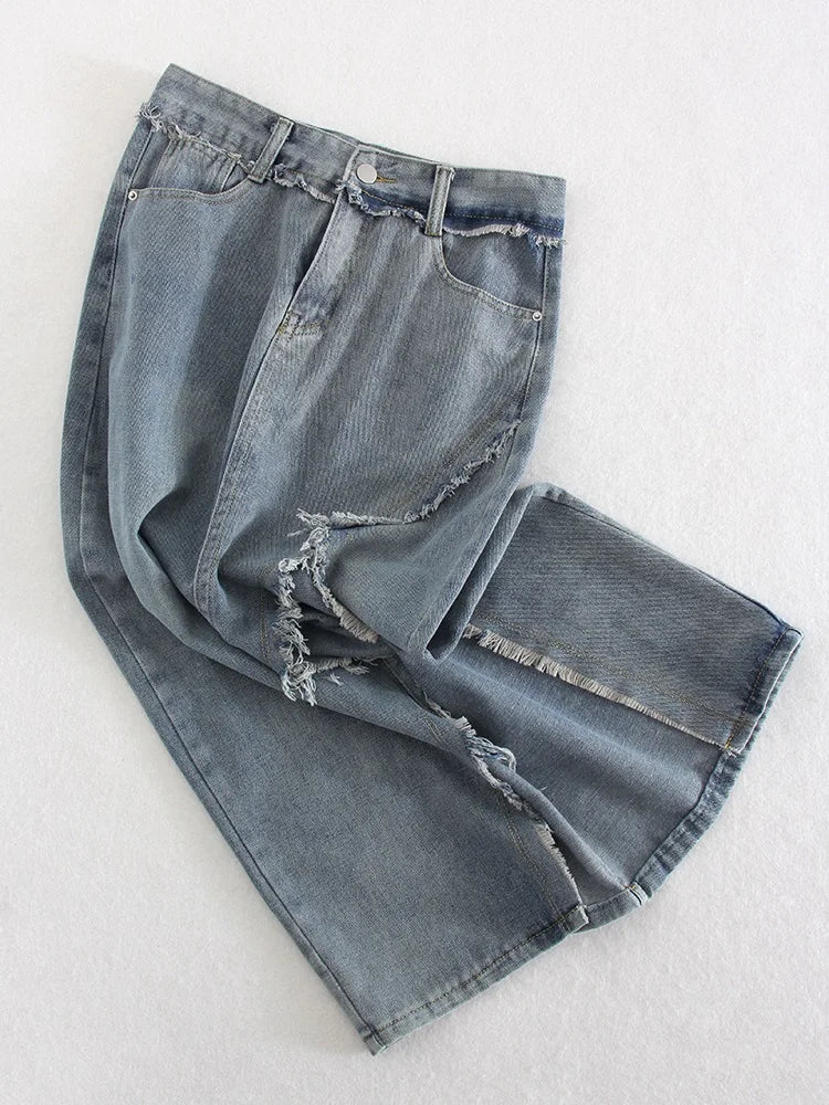 Streamgirl Irregular Split Denim Skirts For Women Midi Summer Casual Tassel Denim Skirt Lady Sexy A Line Jeans Skirt Women 2024