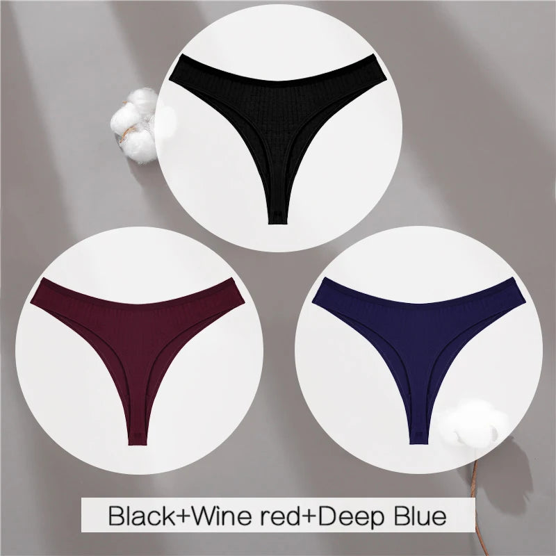 The 3-Pack Solid Color Cotton G-String