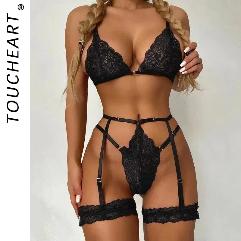 The 3-Piece Sheer Lace Sleepwear Set