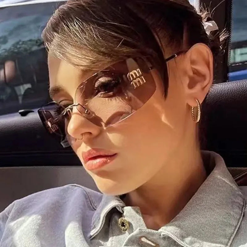The Vintage Rimless Curved Lens Sunglasses