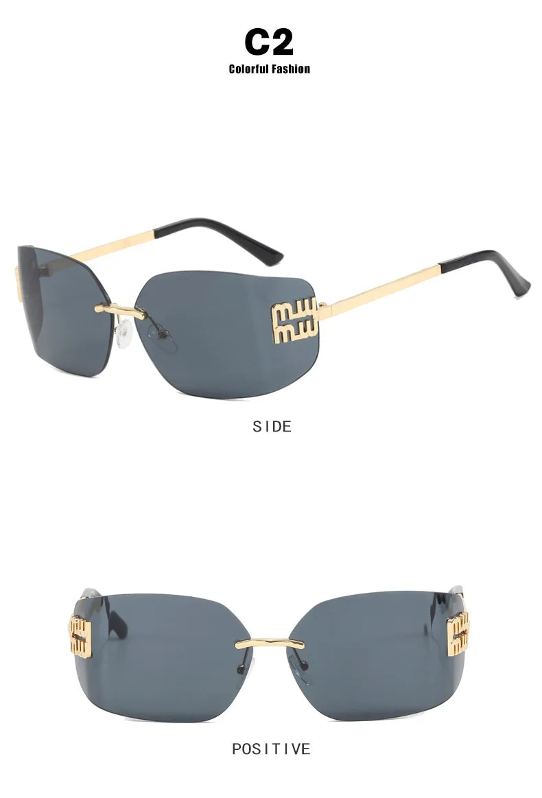 The Vintage Rimless Curved Lens Sunglasses