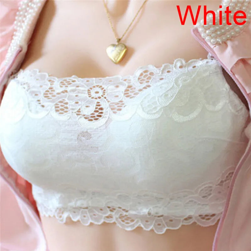 Bra Chest 3D Bra No Trace Anti-light Bra Cross Brazing Thick Section Girl's Strapless Bra With Anti Glare Lace Chest Bra