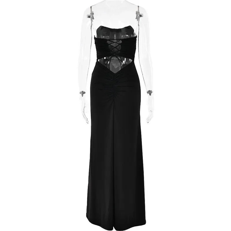 The Strapless Lace-Up Maxi