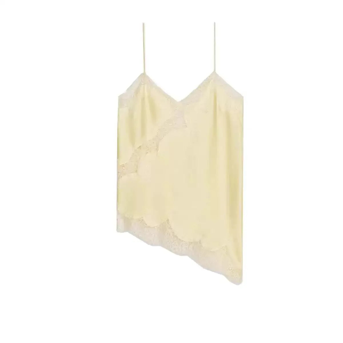 Elegant Asymmetrical Slip Top for Women Summer Y2K Lace Black Off-Shoulder Sleeveless Backless Camisole Tops